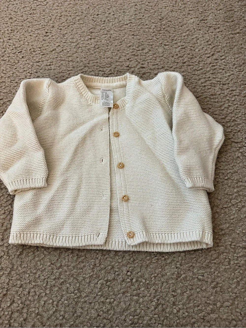 H&M Textured-Knit Cotton Cardigan Cream Size 6M
